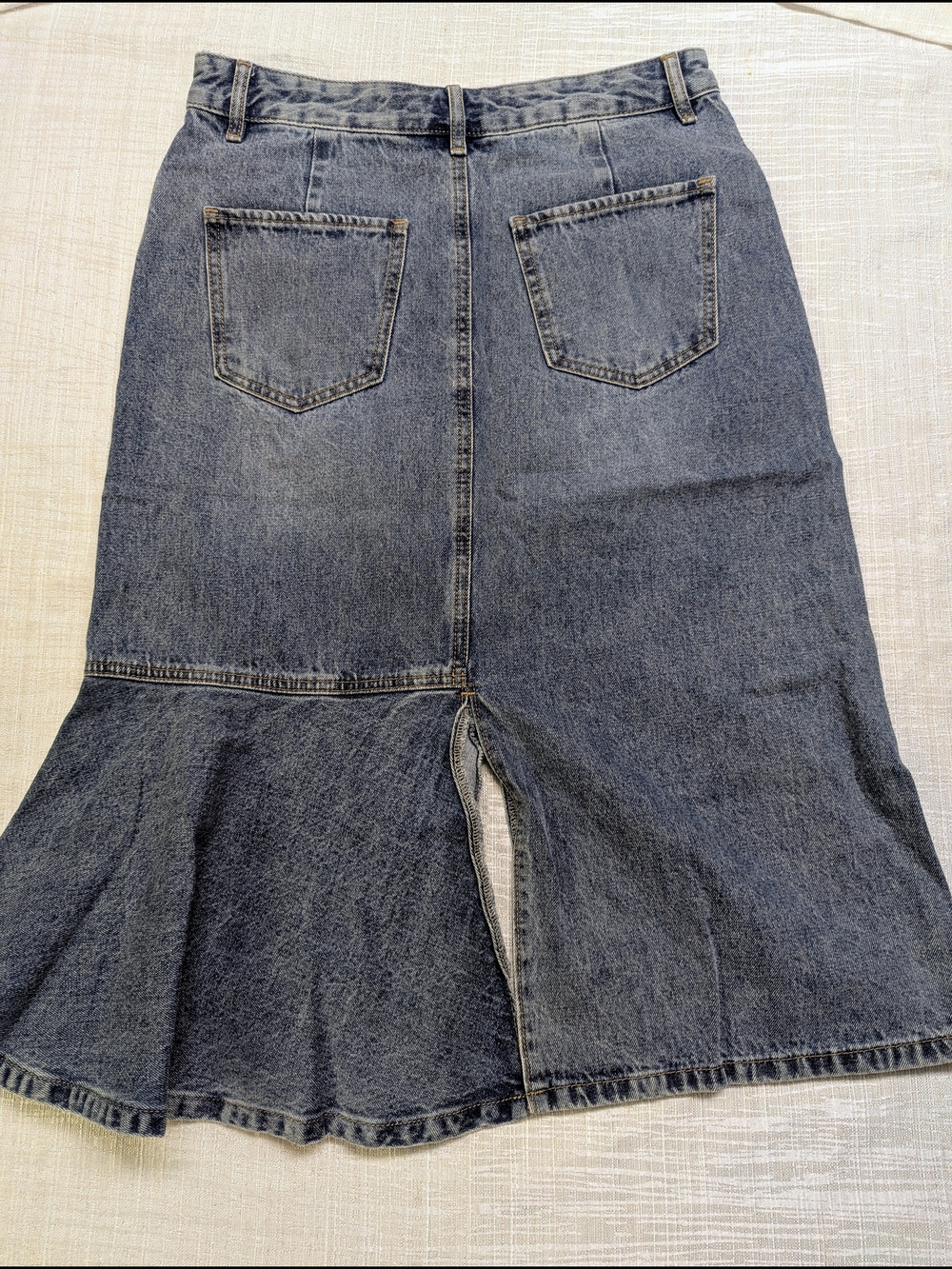 Vintage Teenie Weenie Denim Midi Skirt High Waist Blue - Picture 8 of 13